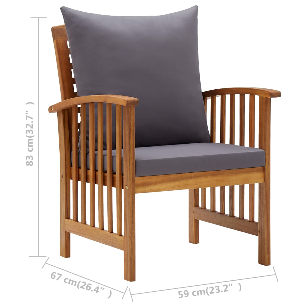 Garden Chairs With Cushions 2 Pcs Solid Acacia Wood