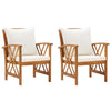 Garden Chairs With Cushions 2 Pcs Solid Acacia Wood