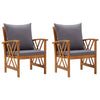 Garden Chairs With Cushions 2 Pcs Solid Acacia Wood