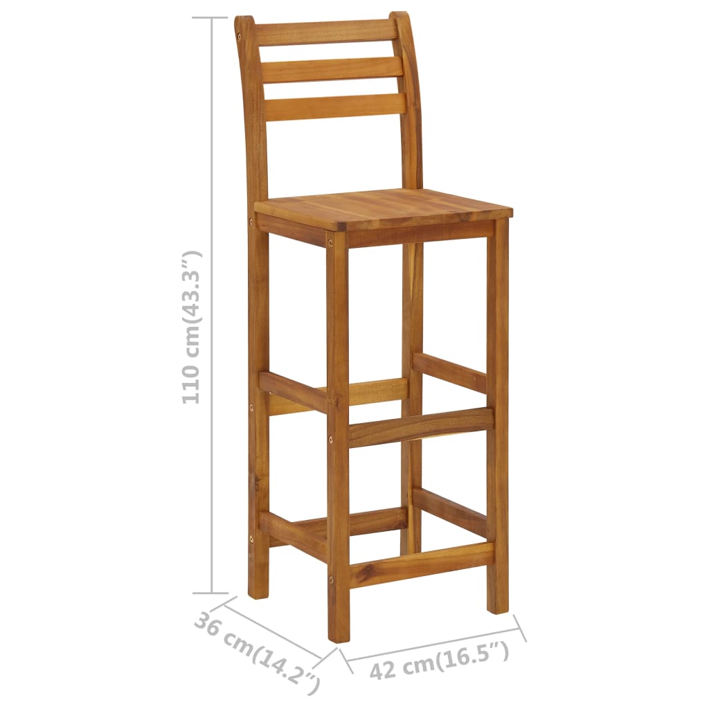 Bar Stools 4 Pcs Solid Acacia Wood