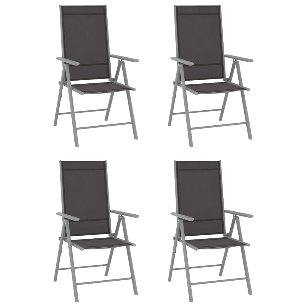 Folding Garden Chairs 4 Pcs Textilene Black