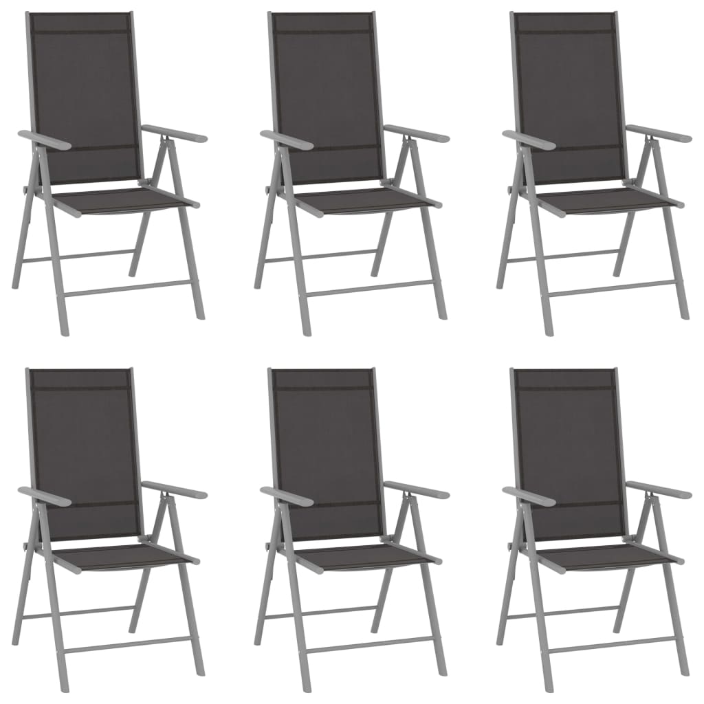 Folding Garden Chairs 6 Pcs Textilene Black