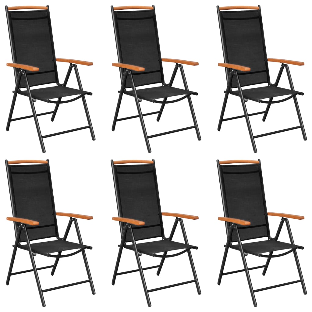 Folding Garden Chairs 6 Pcs Textilene Black