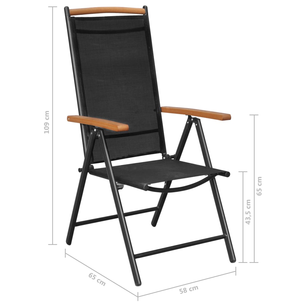 Folding Garden Chairs 6 Pcs Textilene Black