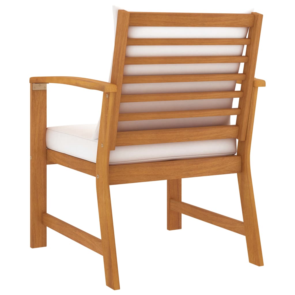 Garden Chairs 2 Pcs With Cream Cushion Solid Acacia Wood