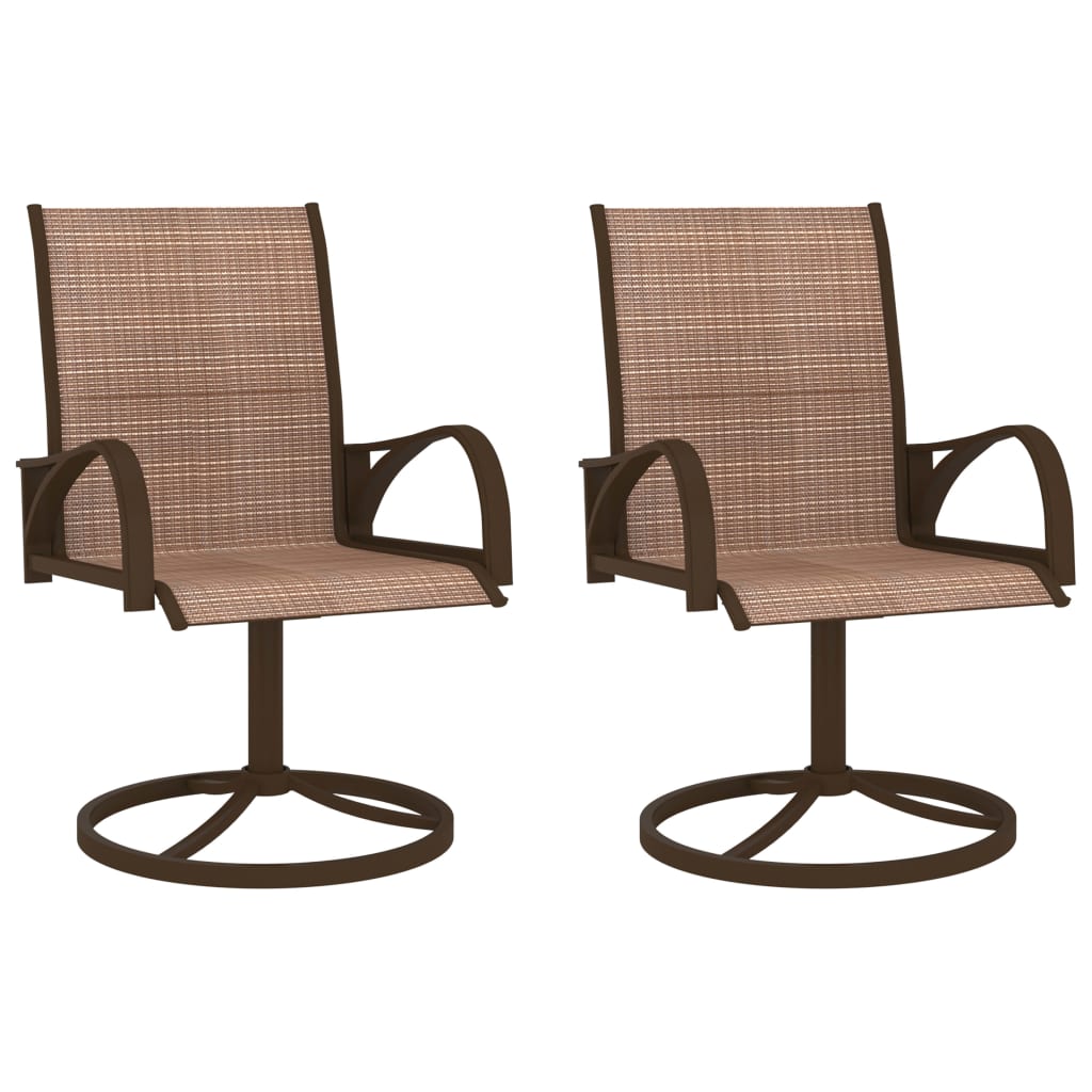 Garden Swivel Chairs 2 Pcs Textilene And Steel Brown