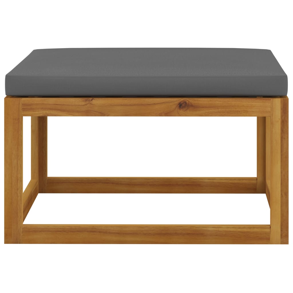 Footrest With Dark Grey Cushion Solid Acacia Wood