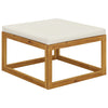 Footrest With Cream White Cushion Solid Acacia Wood