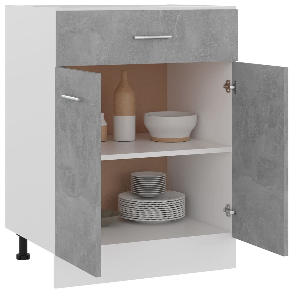 Drawer Bottom Cabinet Concrete Grey 60X46X81.5 Cm Engineered Wood