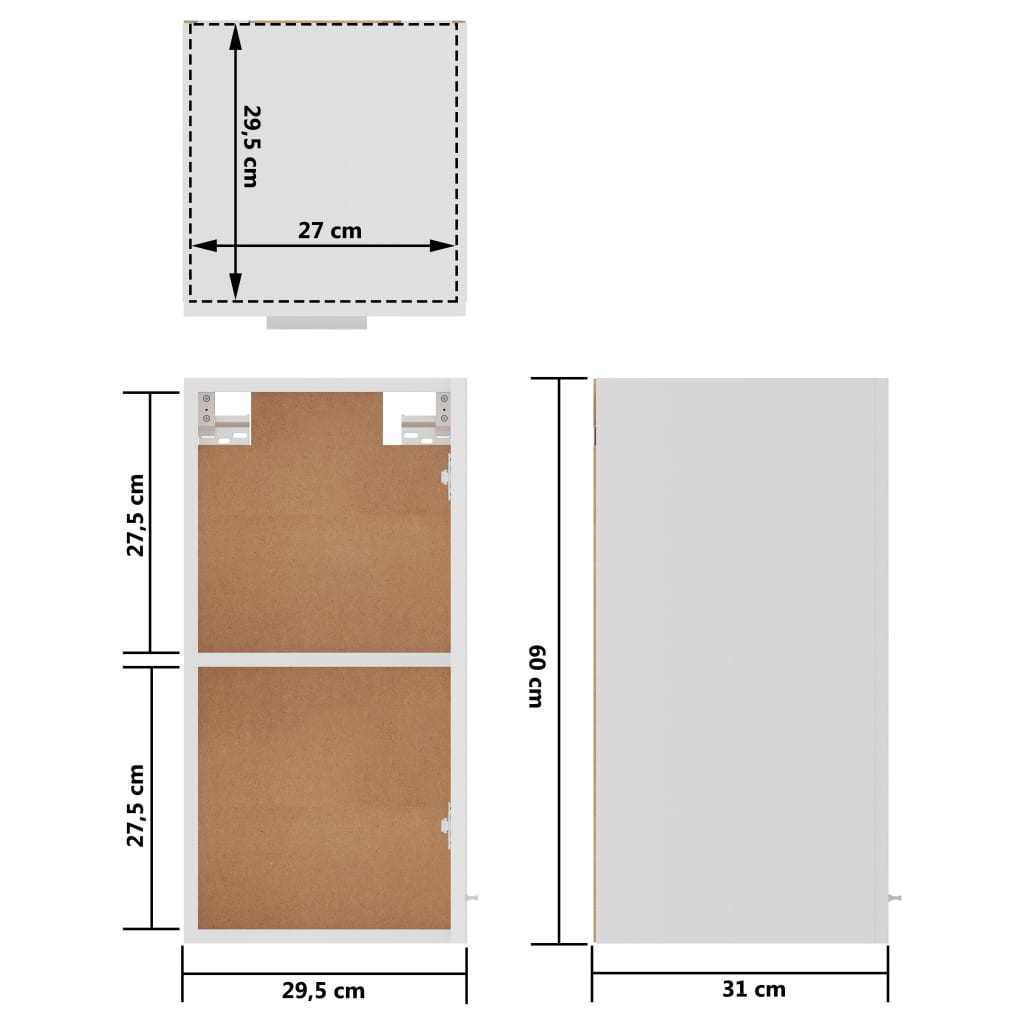 Hanging Cabinet White 29.5X31X60 Cm Engineered Wood