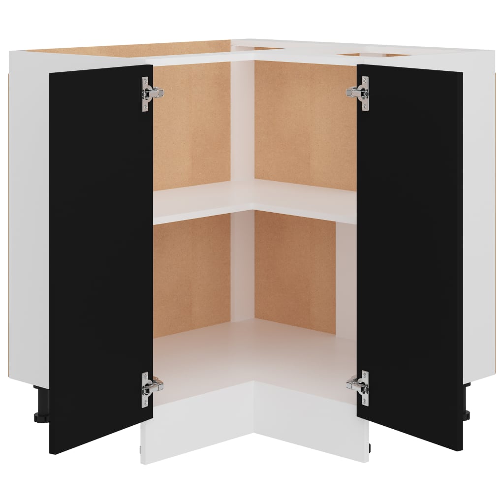 Corner Bottom Cabinet Black 75.5X75.5X81.5 Cm Engineered Wood