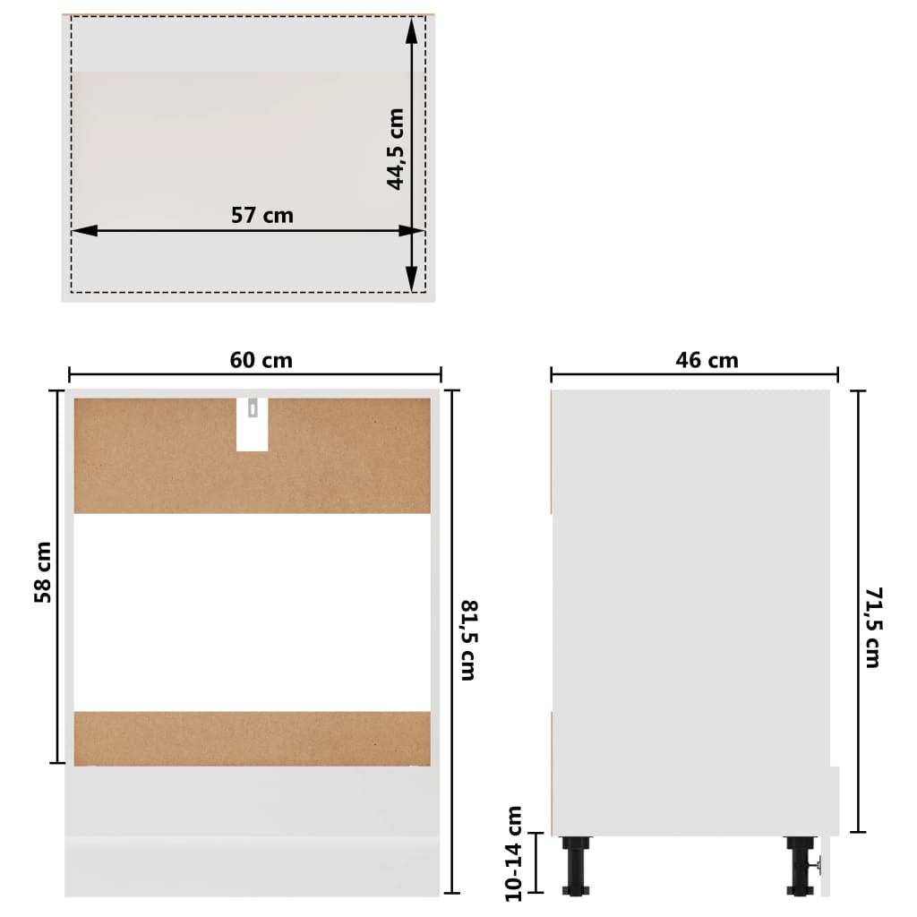 Oven Cabinet White 60X46X81.5 Cm Engineered Wood