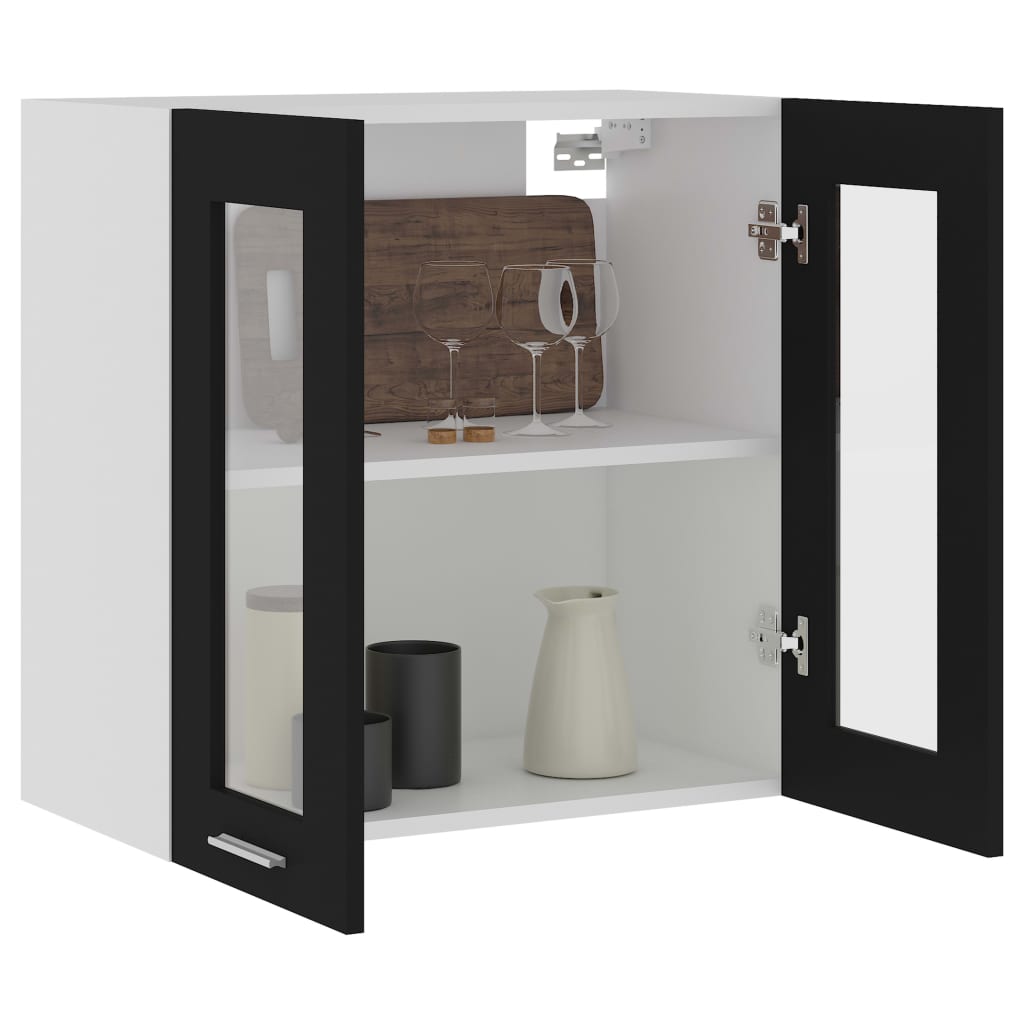 Hanging Glass Cabinet Black  60X31X60 Cm Engineered Wood