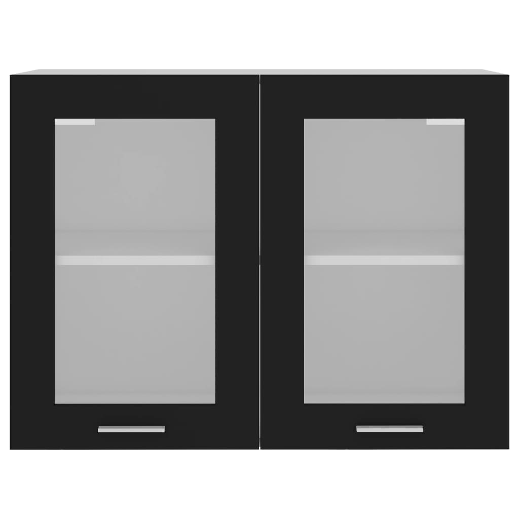 Hanging Glass Cabinet Black 80X31X60 Cm Engineered Wood