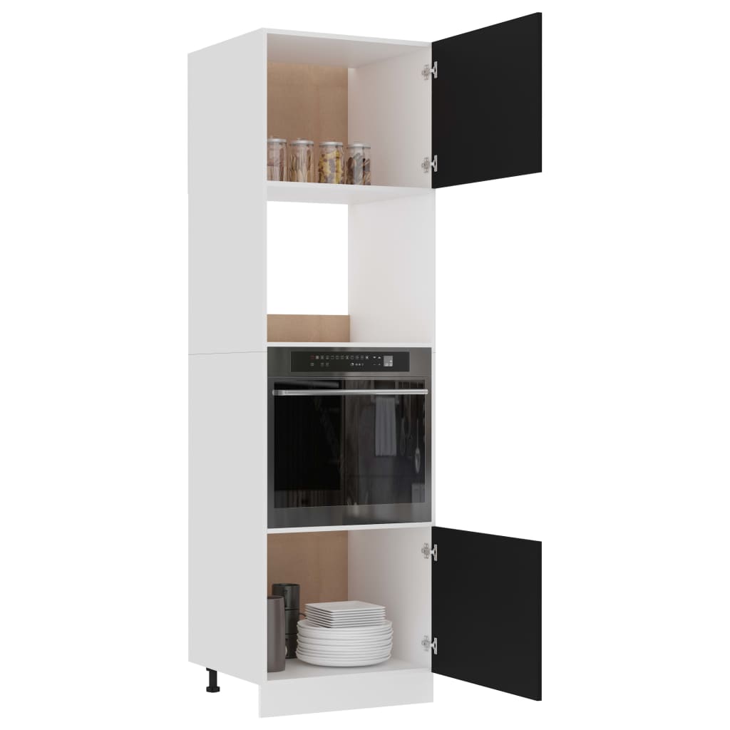 Microwave Cabinet Black 60X57X207 Cm Engineered Wood