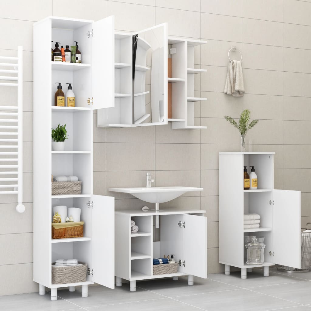 Bathroom Cabinet White 30X30X95 Cm Engineered Wood