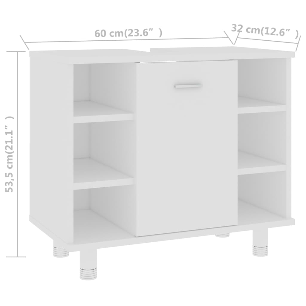 Bathroom Cabinet White 60X32X53.5 Cm Engineered Wood