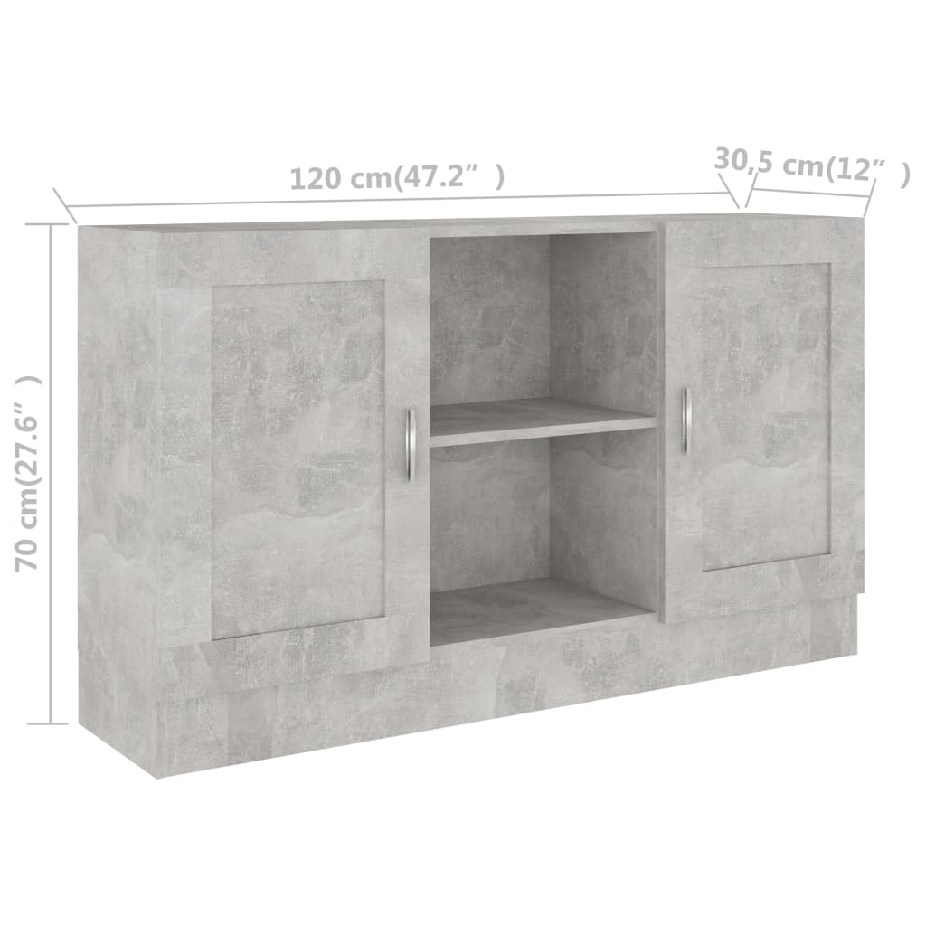 Sideboard Concrete Grey 120X30.5X70 Cm Engineered Wood