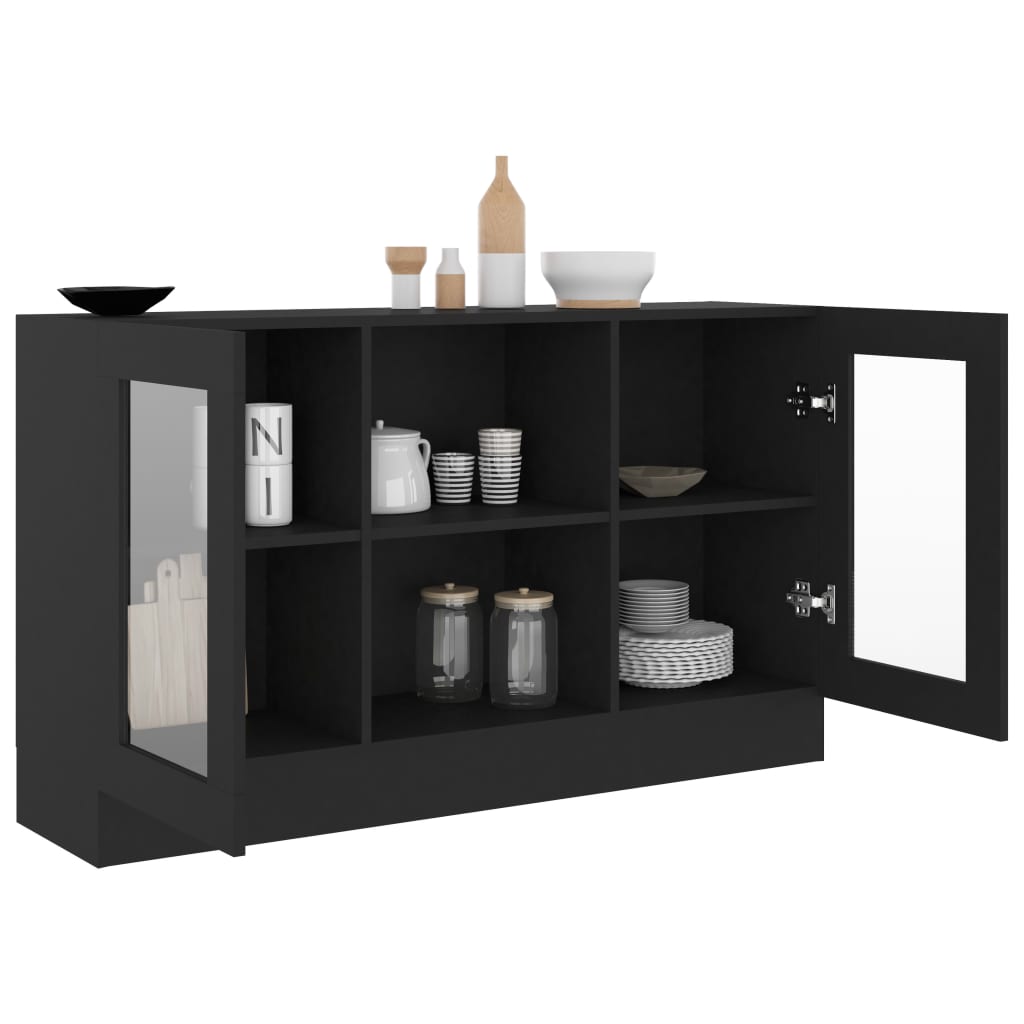 Vitrine Cabinet Black 120X30.5X70 Cm Engineered Wood