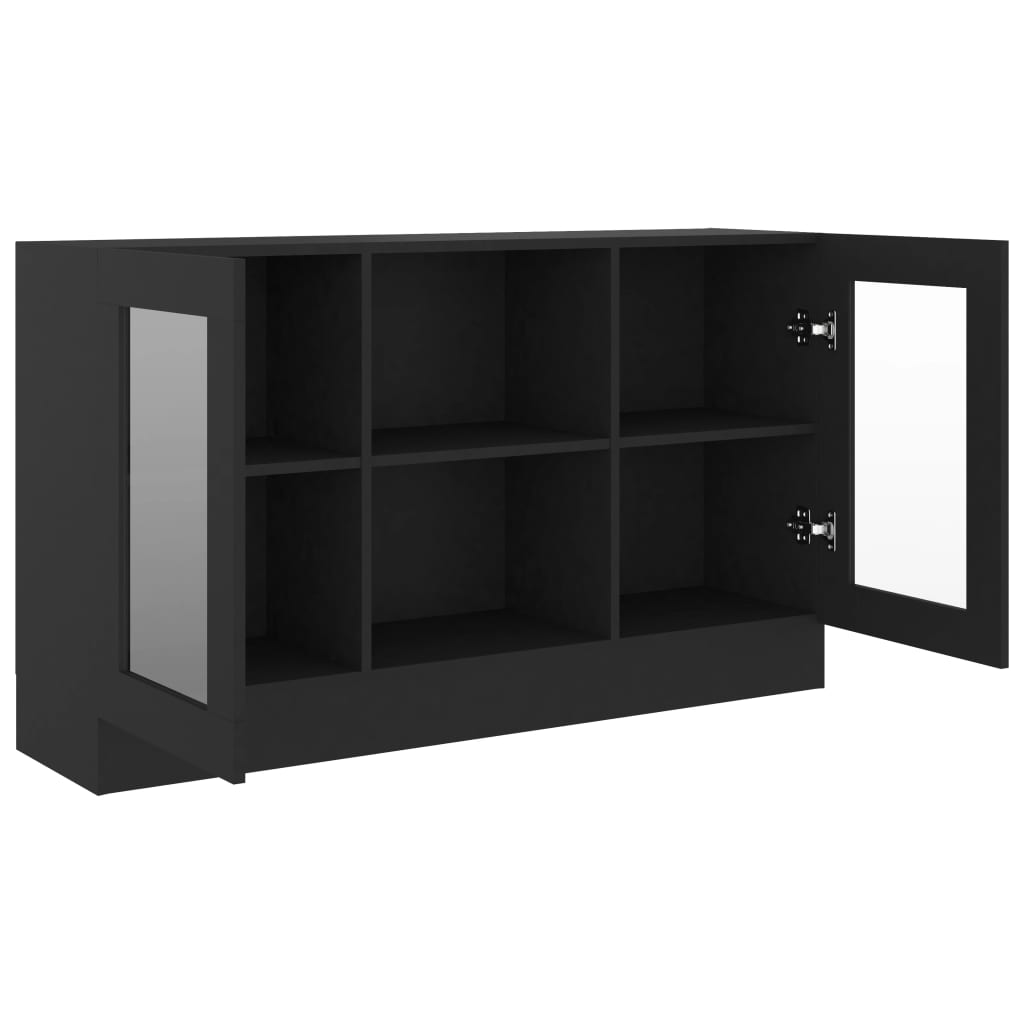 Vitrine Cabinet Black 120X30.5X70 Cm Engineered Wood