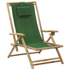 Reclining Relaxing Chair Green Bamboo And Fabric