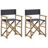 Folding Director's Chairs 2 Pcs Dark Grey Bamboo And Fabric