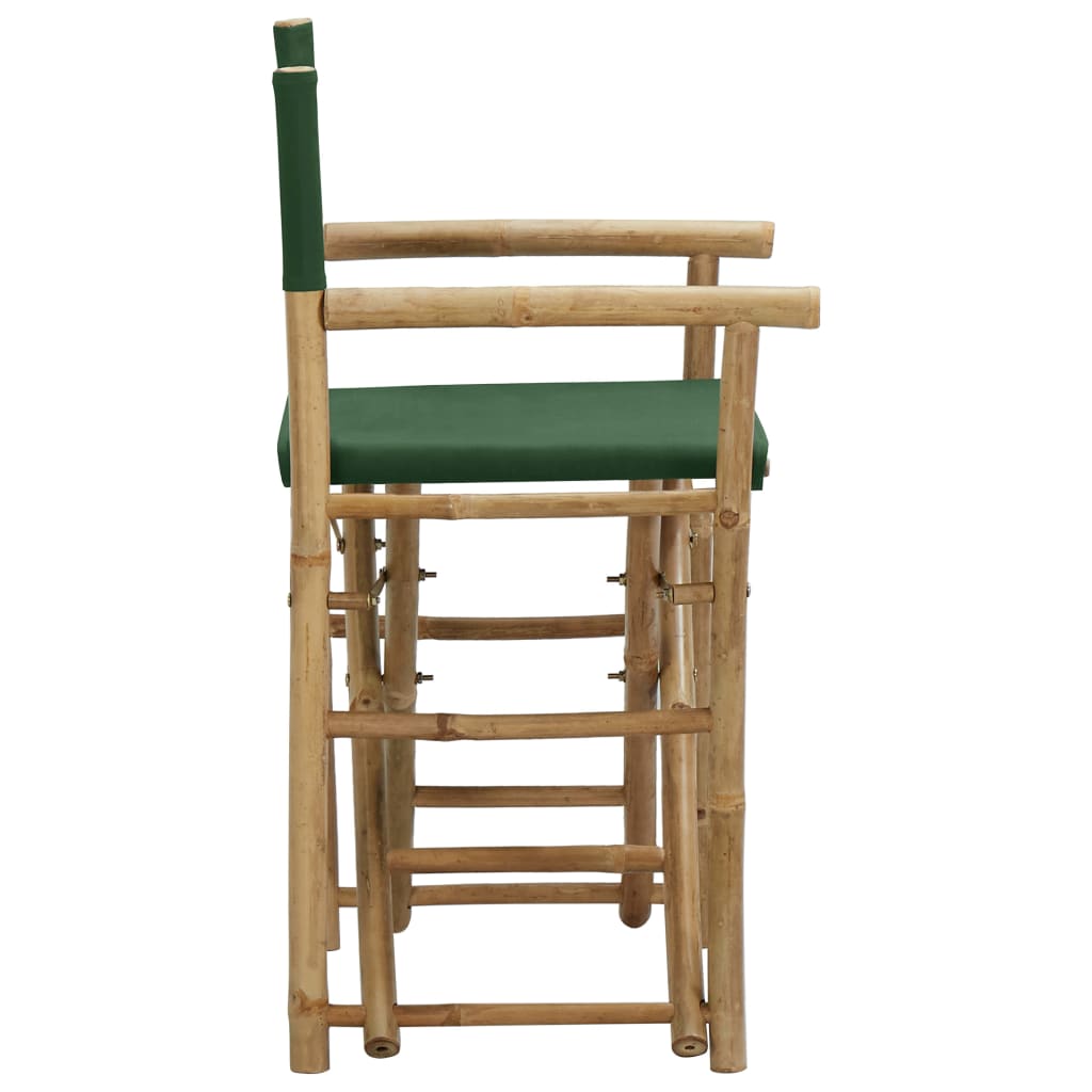 Folding Director's Chairs 2 Pcs Green Bamboo And Fabric