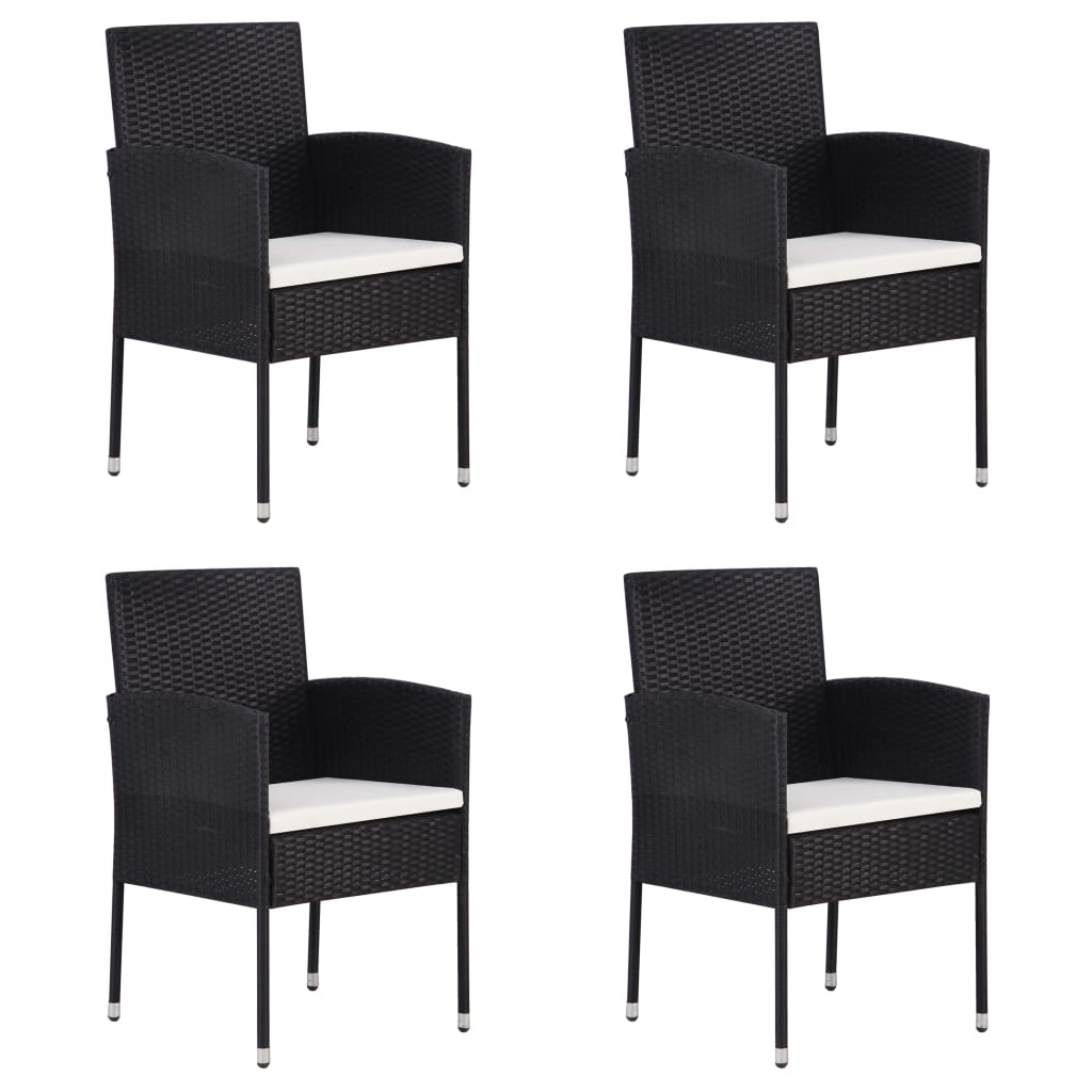 Garden Chairs 4 Pcs Poly Rattan Black