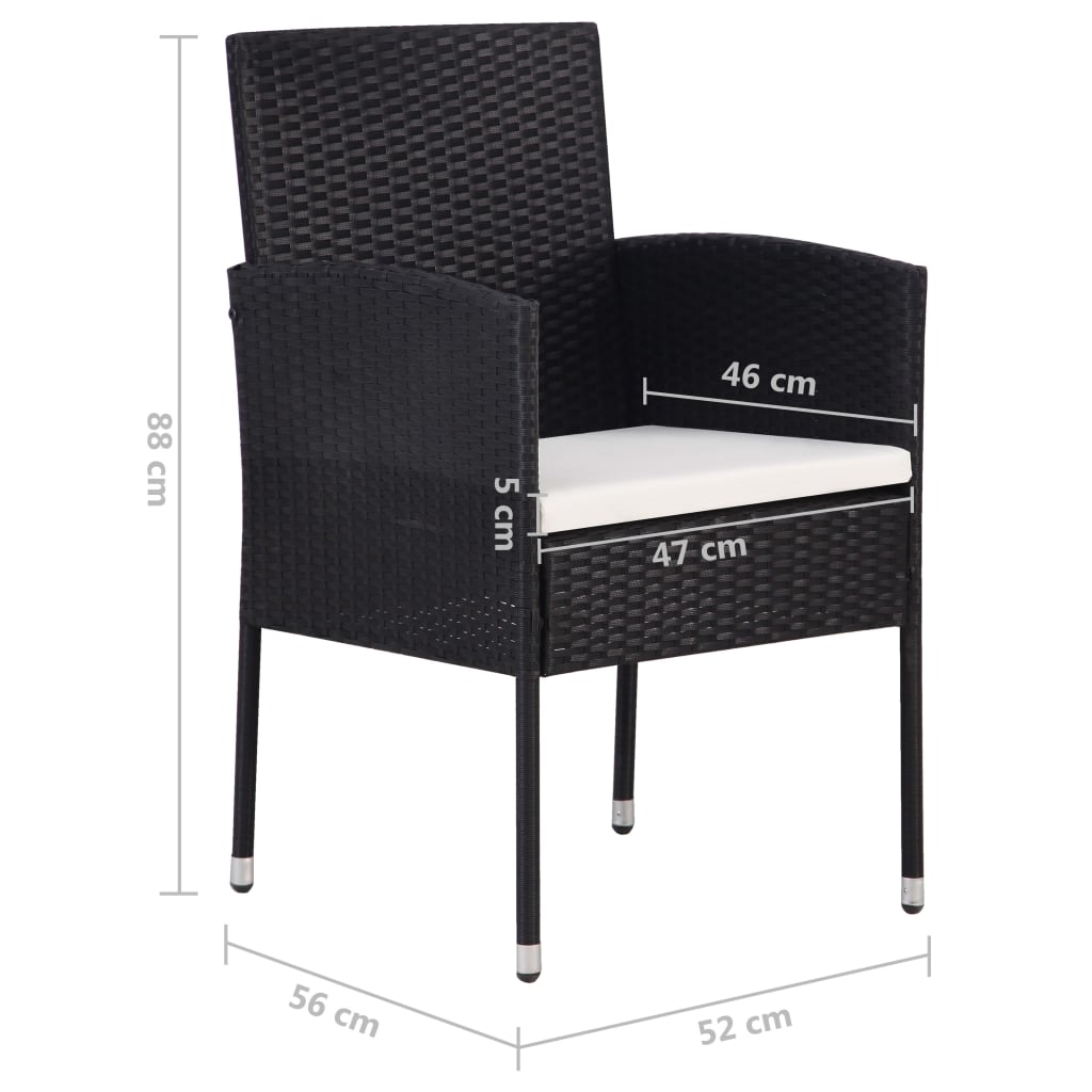 Garden Chairs 4 Pcs Poly Rattan Black