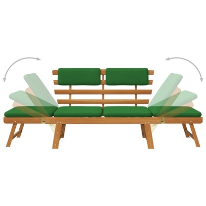 Garden Bench With Cushions 2-In-1 190 Cm Solid Acacia Wood