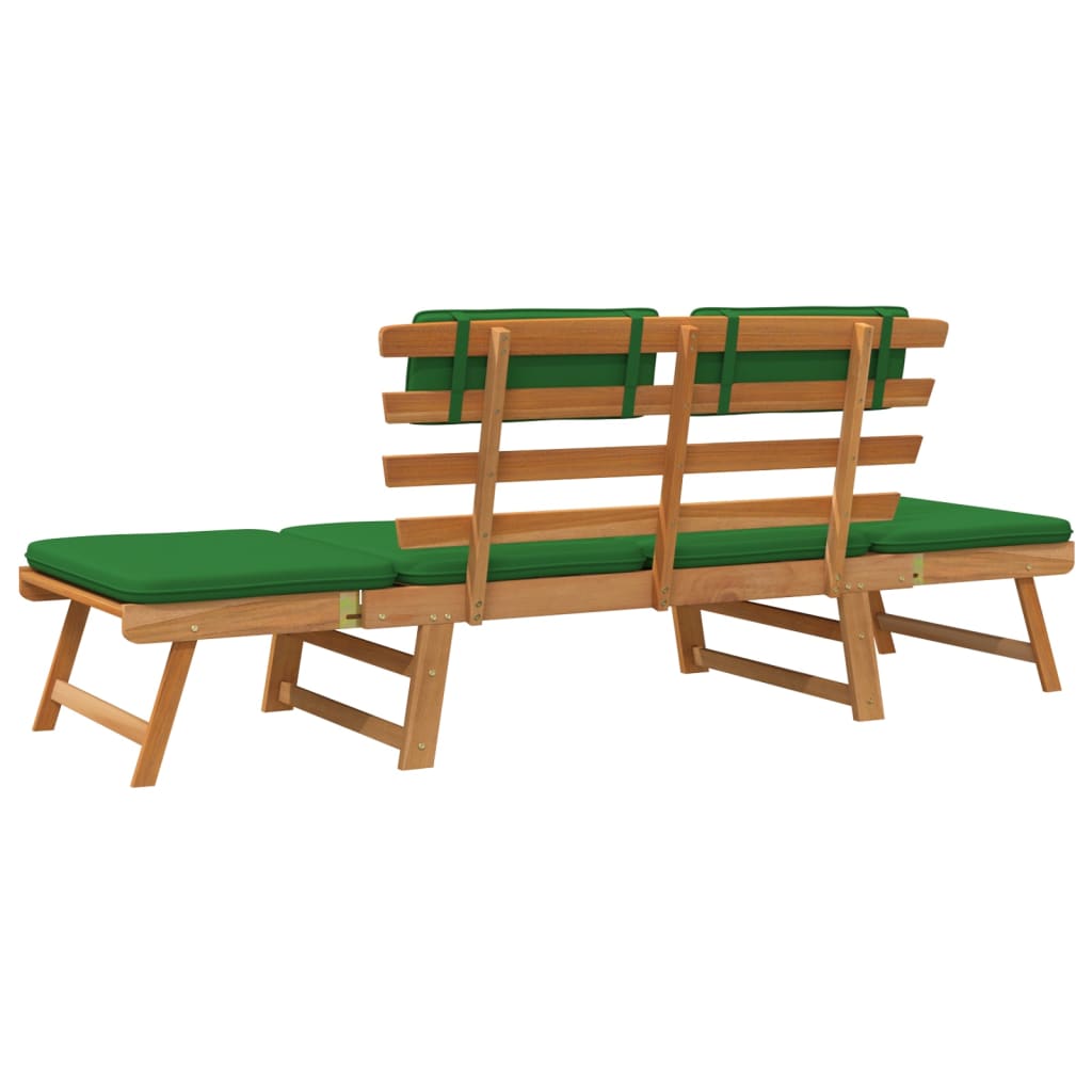 Garden Bench With Cushions 2-In-1 190 Cm Solid Acacia Wood