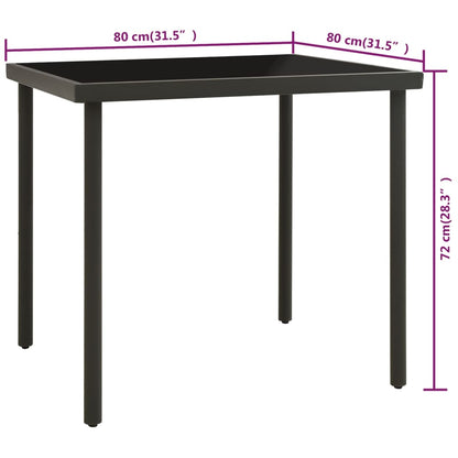 Outdoor Dining Table Anthracite 80X80X72 Cm Glass And Steel