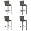 Garden Bar Stools With Cushions 4 Pcs Grey Poly Rattan