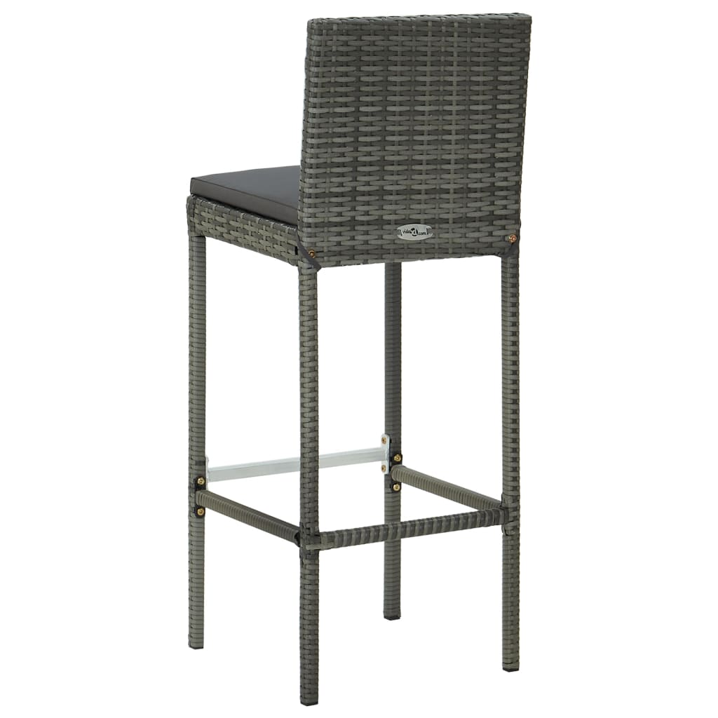 Garden Bar Stools With Cushions 4 Pcs Grey Poly Rattan