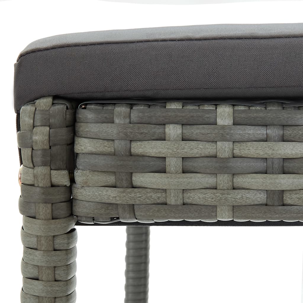 Garden Bar Stools With Cushions 4 Pcs Grey Poly Rattan