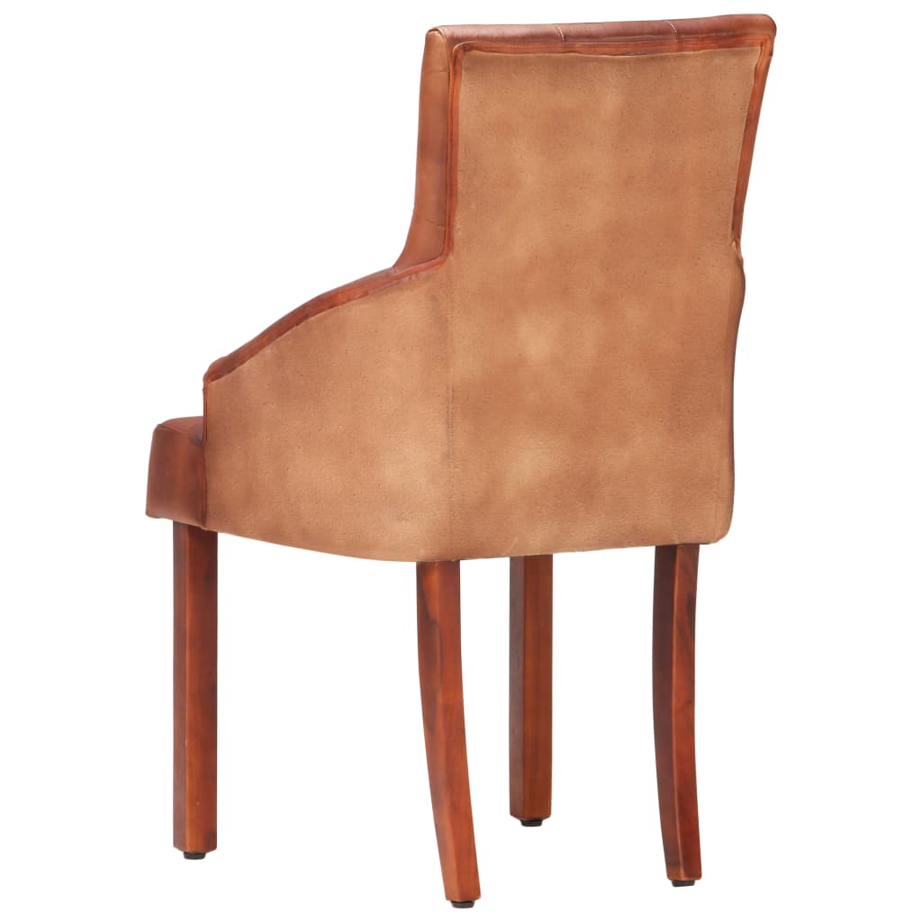 Dining Chairs 4 Pcs Brown Real Goat Leather