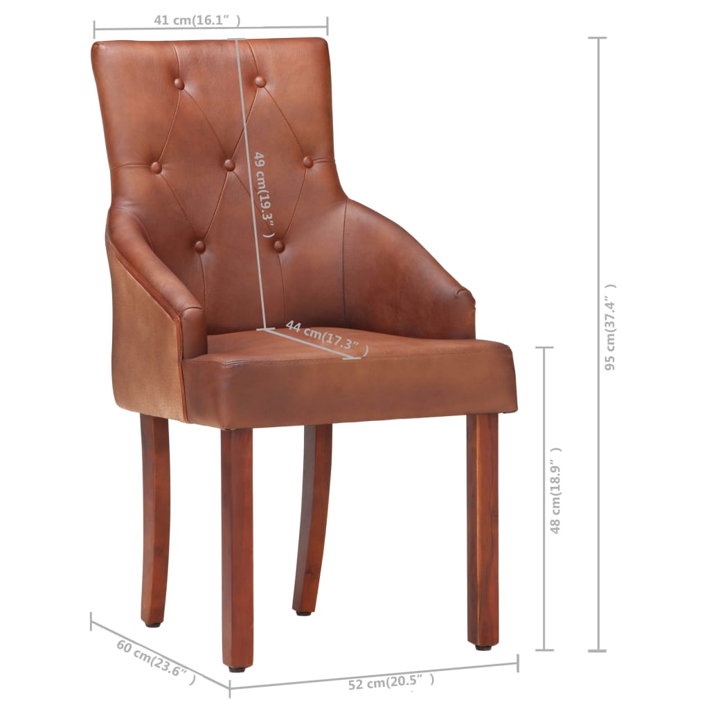 Dining Chairs 4 Pcs Brown Real Goat Leather