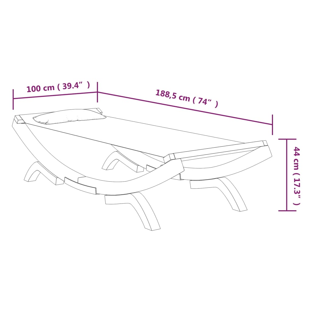 Outdoor Lounge Bed 100X188.5X44 Cm Solid Bent Wood Cream