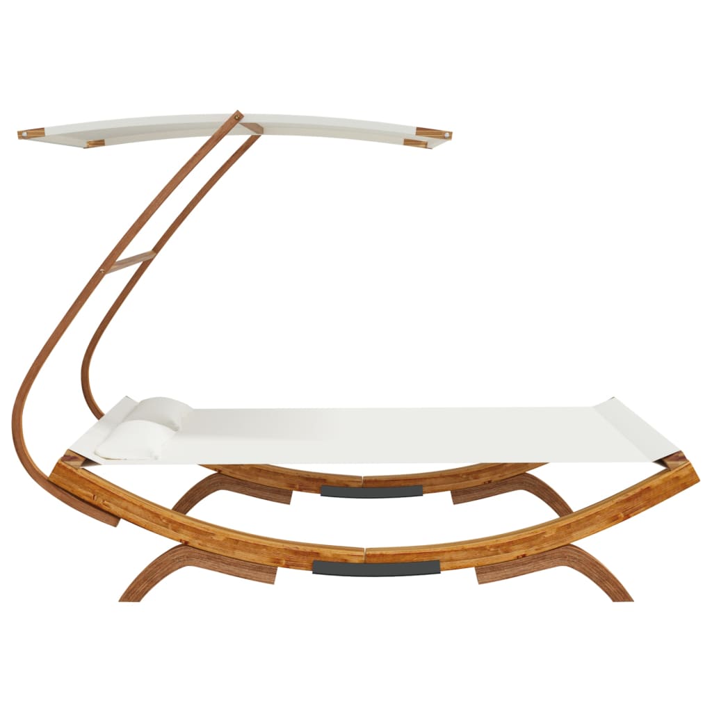 Outdoor Lounge Bed With Canopy 165X203X138 Cm Solid Bent Wood Cream