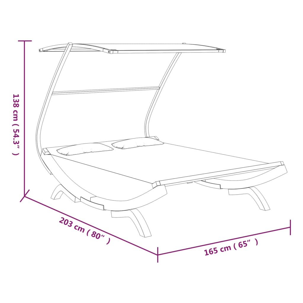 Outdoor Lounge Bed With Canopy 165X203X138 Cm Solid Bent Wood Anthracite