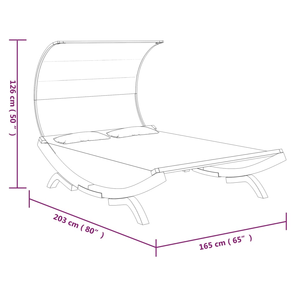 Outdoor Lounge Bed With Canopy 165X203X126 Cm Solid Bent Wood Cream