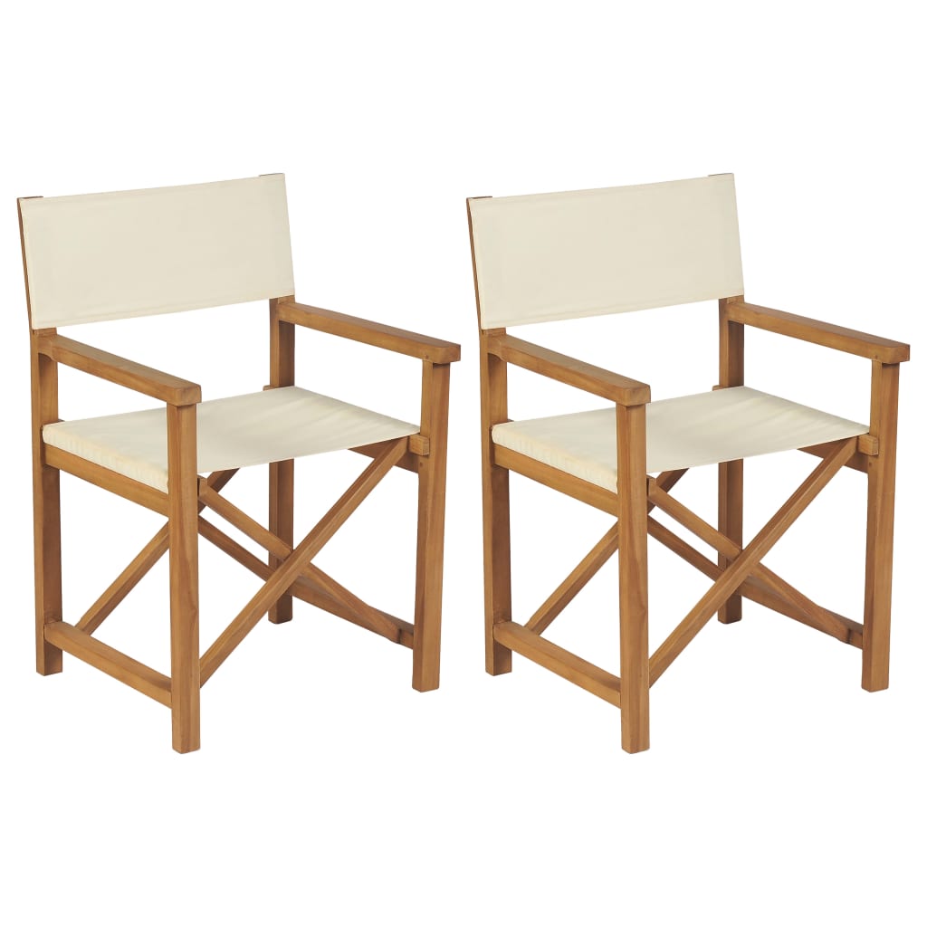 Folding Director's Chairs 2 Pcs Solid Teak Wood