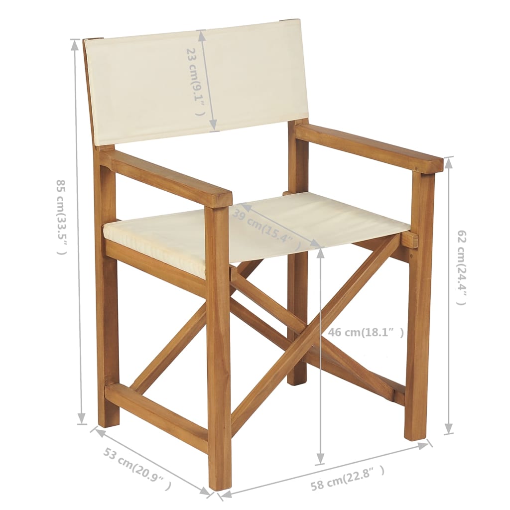 Folding Director's Chairs 2 Pcs Solid Teak Wood