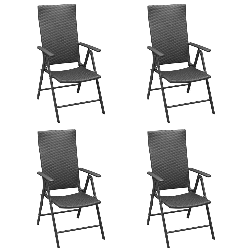 Garden Chairs 4 Pcs Poly Rattan Black