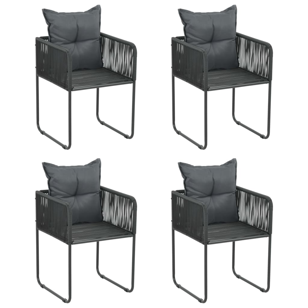 Outdoor Chairs 4 Pcs With Pillows Poly Rattan Black