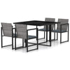 5 Piece Outdoor Dining Set With Cushions Poly Rattan Grey