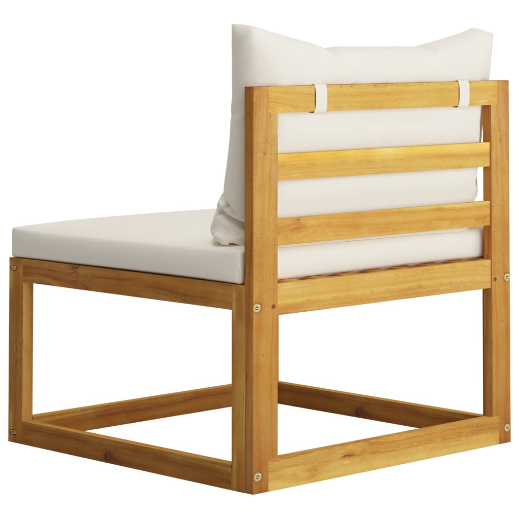 5 Piece Garden Lounge Set With Cushion Cream Solid Acacia Wood