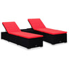 3 Piece Garden Sun Loungers With Tea Table Poly Rattan Black