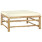 Garden Footrest With Cream White Cushion Bamboo