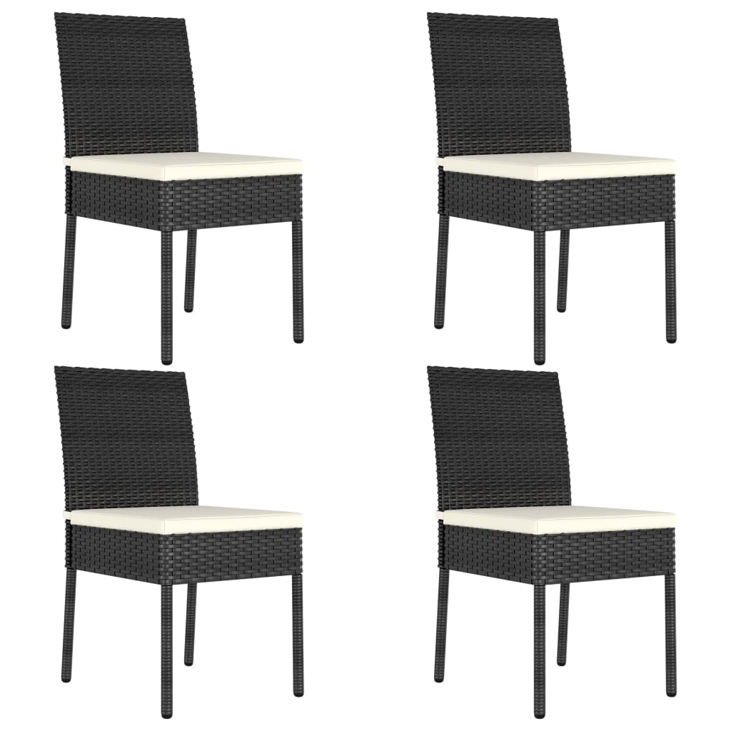 Garden Dining Chairs 4 Pcs Poly Rattan Black